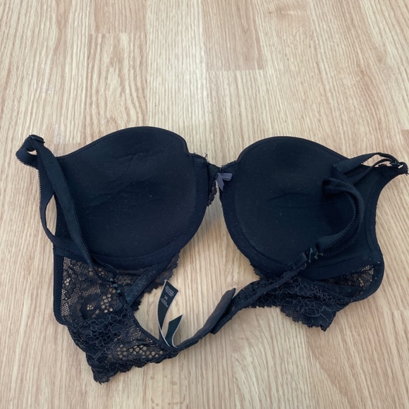 Victoria’s Secret Black Floral Lace Dream Angel Push Up Bra Size 32C - Picture 4 of 6